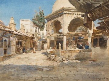 judío Painting - Un pozo en Jaffa Gustav Bauernfeind judío orientalista